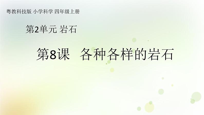 第8课《各种各样的岩石》教学课件+教材分析 粤教版小四科学上册01