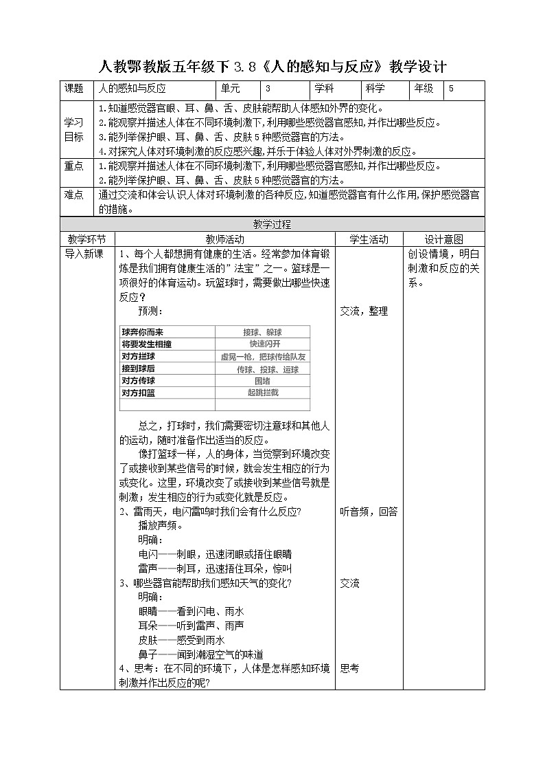 3.8《人的感知与反应》课件（课件+教案+习题）01