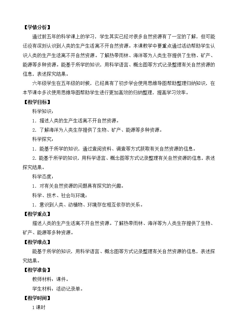 苏教版科学六年级下册9.多种多样的自然资源（课件+教案表格式）02