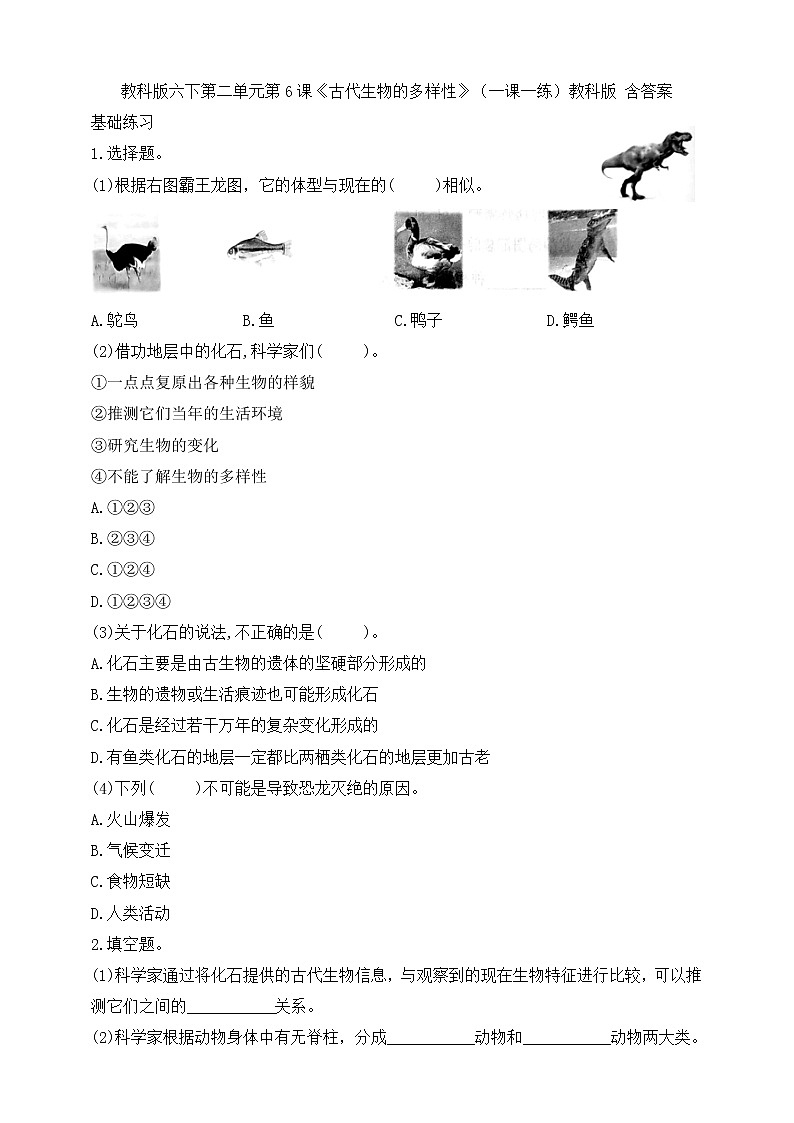 2.6《古代生物的多样性》课件（课件+教案+习题）01