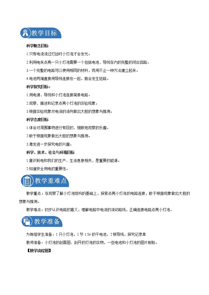 2.2 点亮小灯泡 教案 小学科学教科版（2017）四年级下册（2022年）02