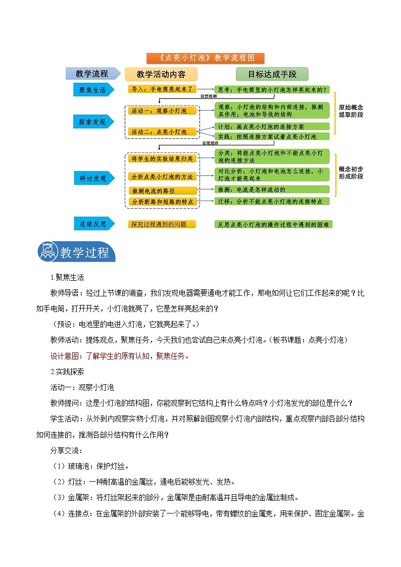 2.2 点亮小灯泡 教案 小学科学教科版（2017）四年级下册（2022年）03