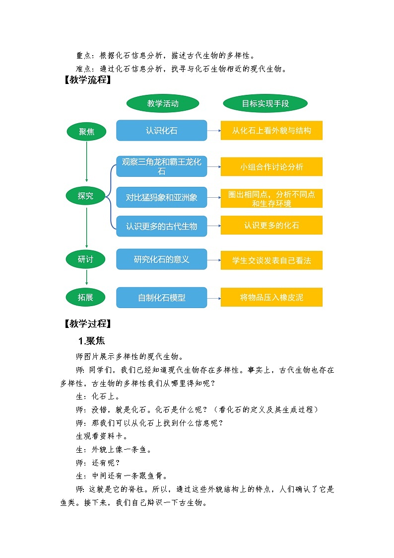 科教版小学科学《古代生物的多样性》教学设计第2页