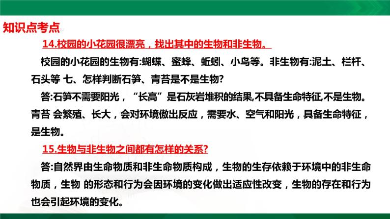 四年级下册科学5.15：生物与非生物知识点考点【复习课件详细】（14张PPT）07