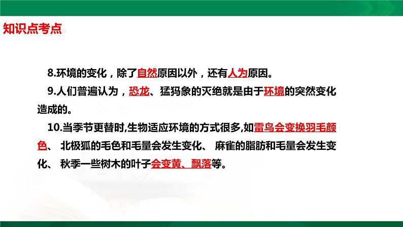 四年级下册科学5.17：环境变化以后知识点考点【复习课件详细】（14张PPT）04