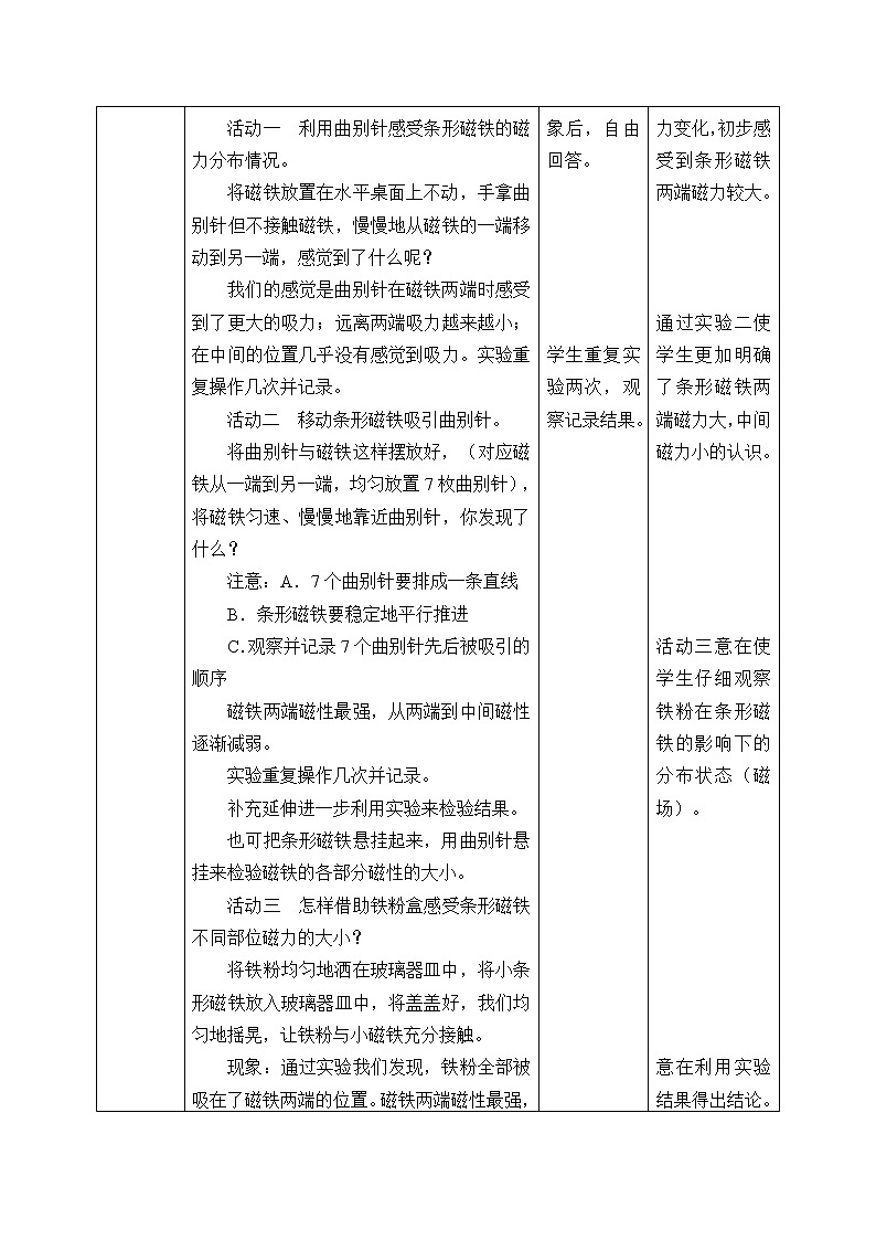 教科版（2017秋）科学二年级下册 磁铁的两极（教案）第2页