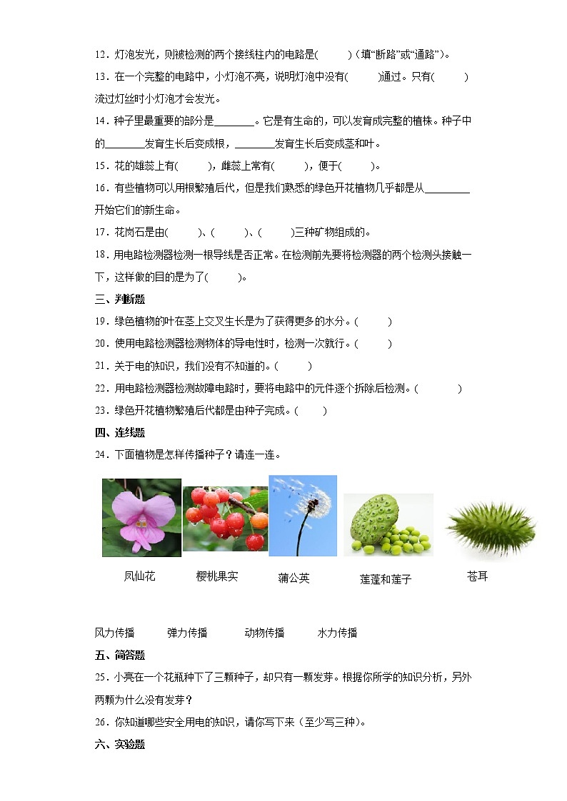 2021-2022学年度教科版四年级科学下册期末过关检测卷A（含答案）第2页