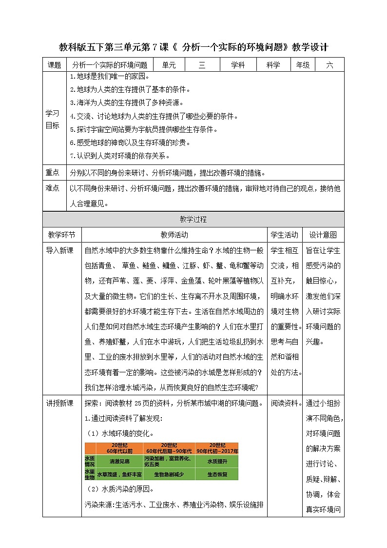 教科版五年级下册科学3.7《分析一个实际的环境问题》（课件+教案+习题）01