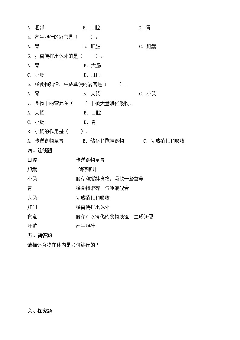 苏教版三上科学5.18《食物的旅行》课件+同步练习02
