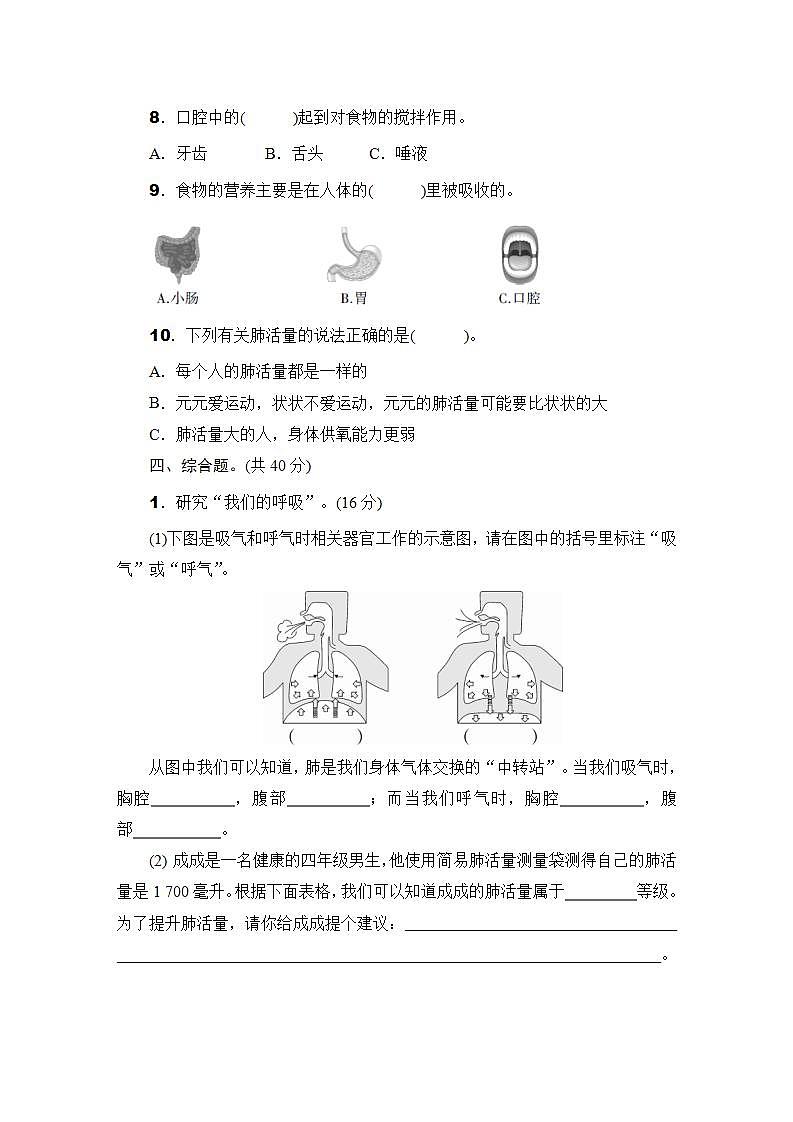 新教科版科学四年级上册第二单元测试卷及答案（含习题讲解PPT）03