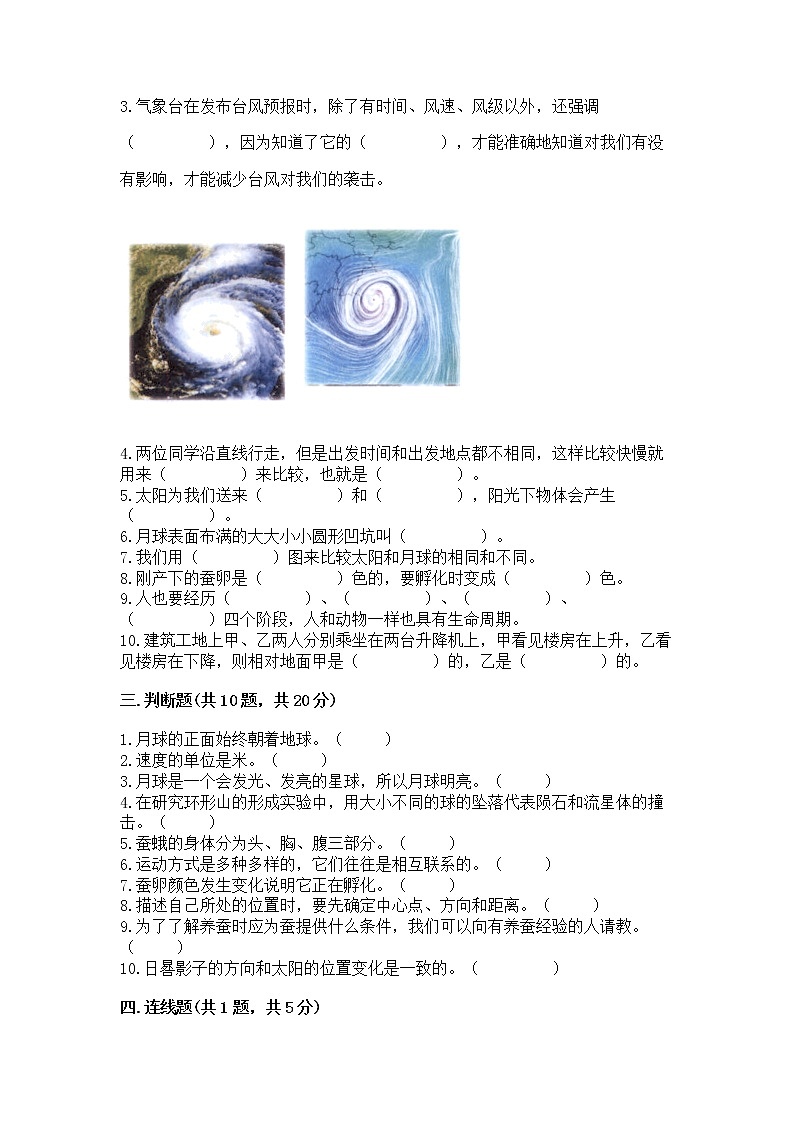 教科版三年级下册科学期末测试卷【实用】第3页
