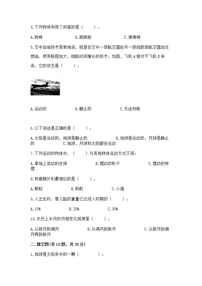 教科版三年级下册科学期末测试卷（易错题）第2页