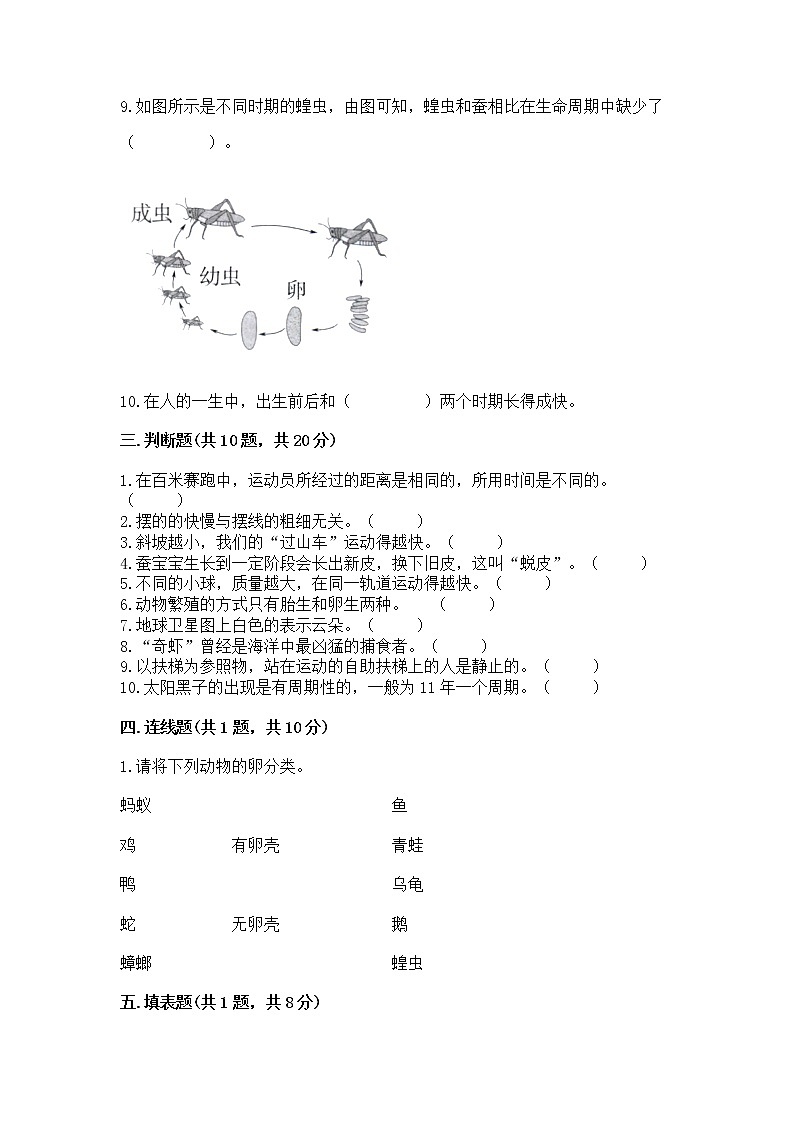 教科版三年级下册科学期末测试卷【达标题】第3页