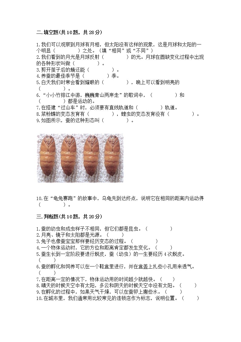 教科版三年级下册科学期末测试卷精品（满分必刷）第2页