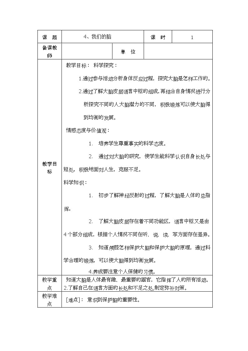4、我们的脑教学设计第1页