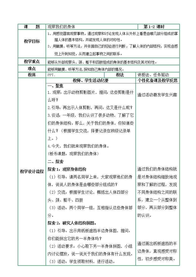 教科版科学二年级2.1《观察我们的身体》课件+视频（送教案）01