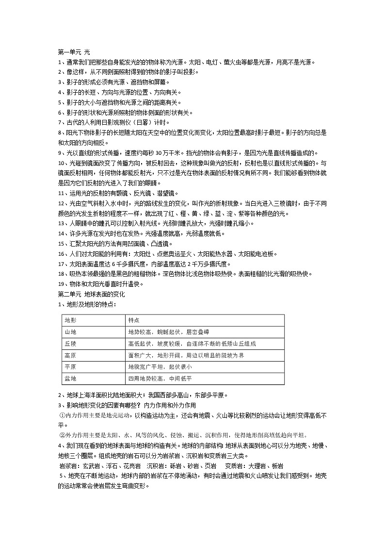 新版 五年级上册知识点学案第1页