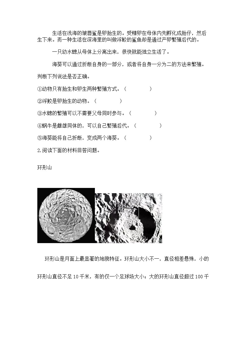 教科版三年级下册科学期末测试卷（B卷）word版03