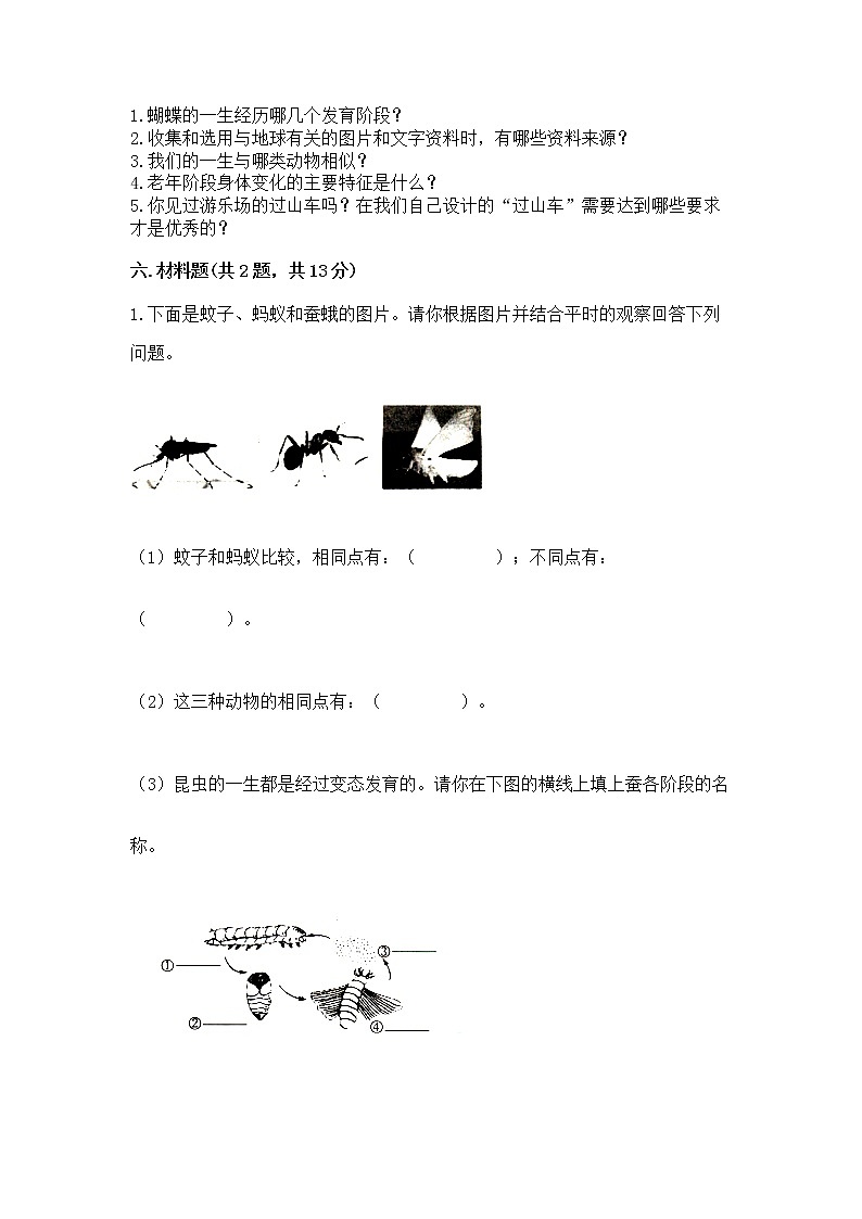 教科版三年级下册科学期末测试卷【精华版】第3页