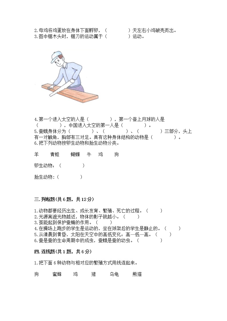 教科版三年级下册科学期末测试卷【名师系列】第2页