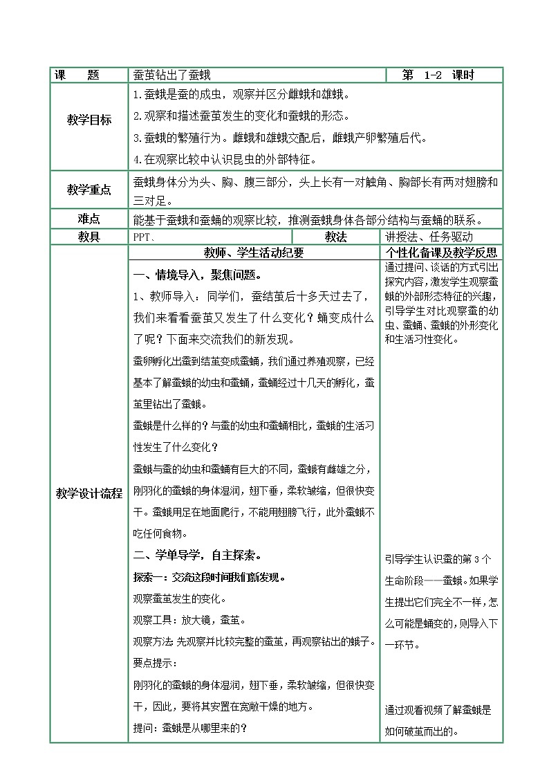 教科版科学三年级2.5《茧中钻除了蚕蛾》课件+教案+视频01