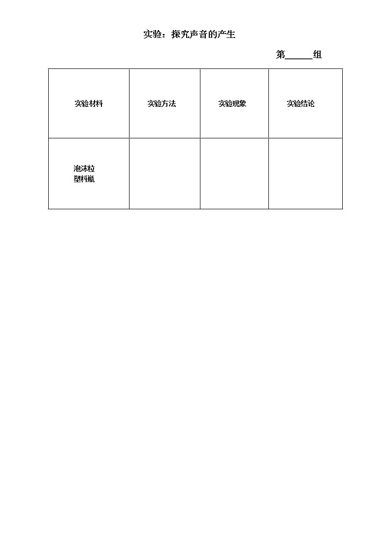 苏教版三年级下册科学9《声音的产生》实验记录单教案01