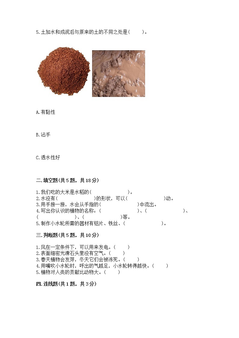 苏教版一年级下册科学期末测试卷精品【典优】第2页