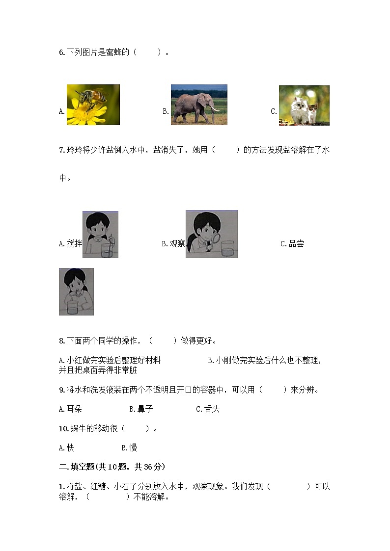 新教科版一年级下册科学期末测试卷含完整答案（精品）02