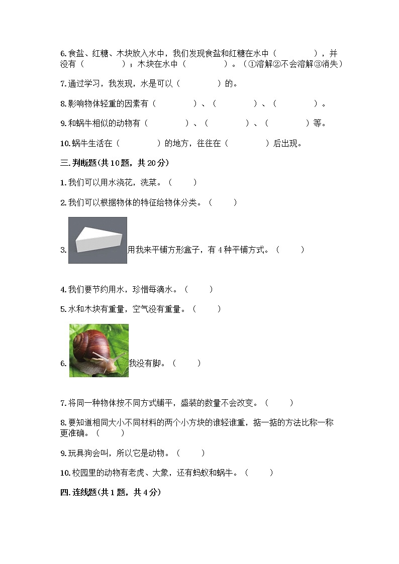 新教科版一年级下册科学期末测试卷带答案【培优B卷】03