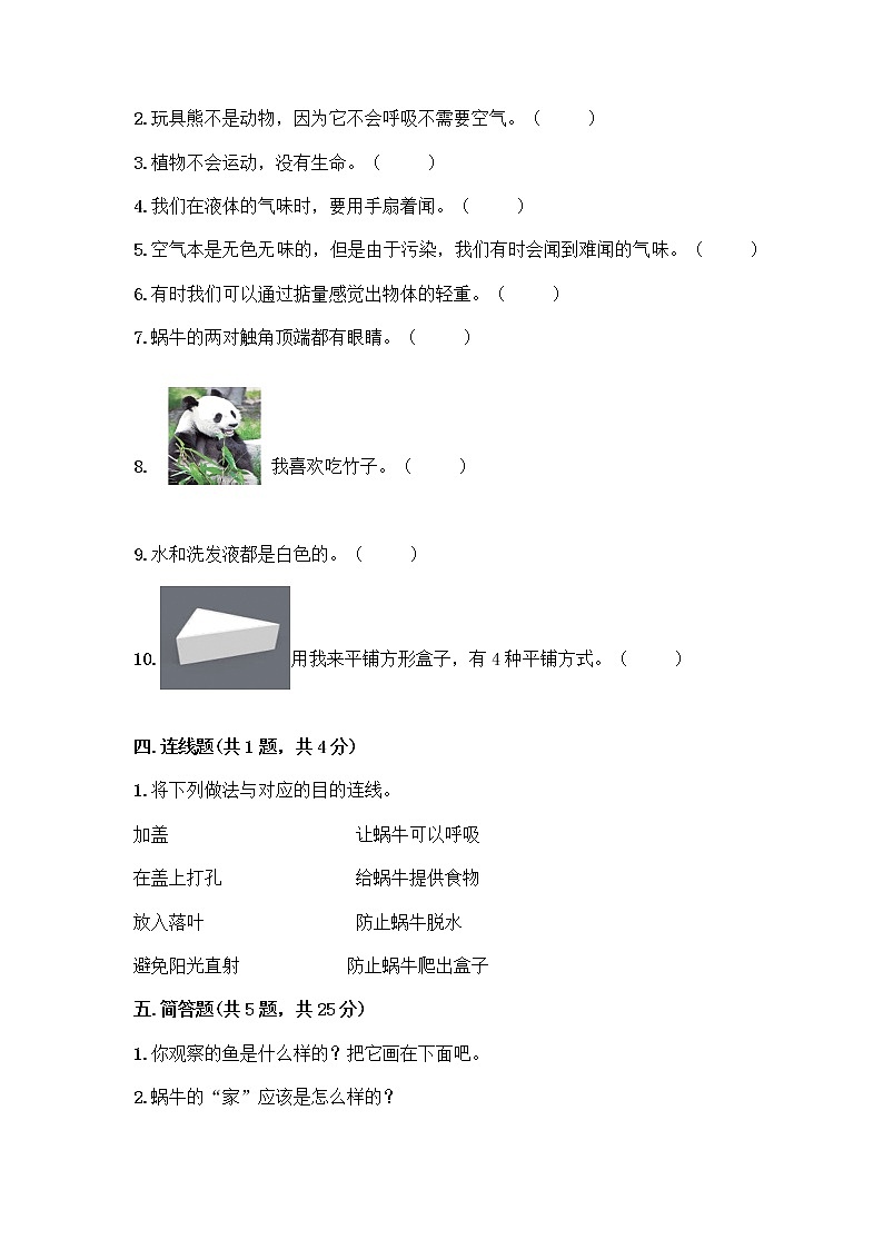 新教科版一年级下册科学期末测试卷带答案【轻巧夺冠】03