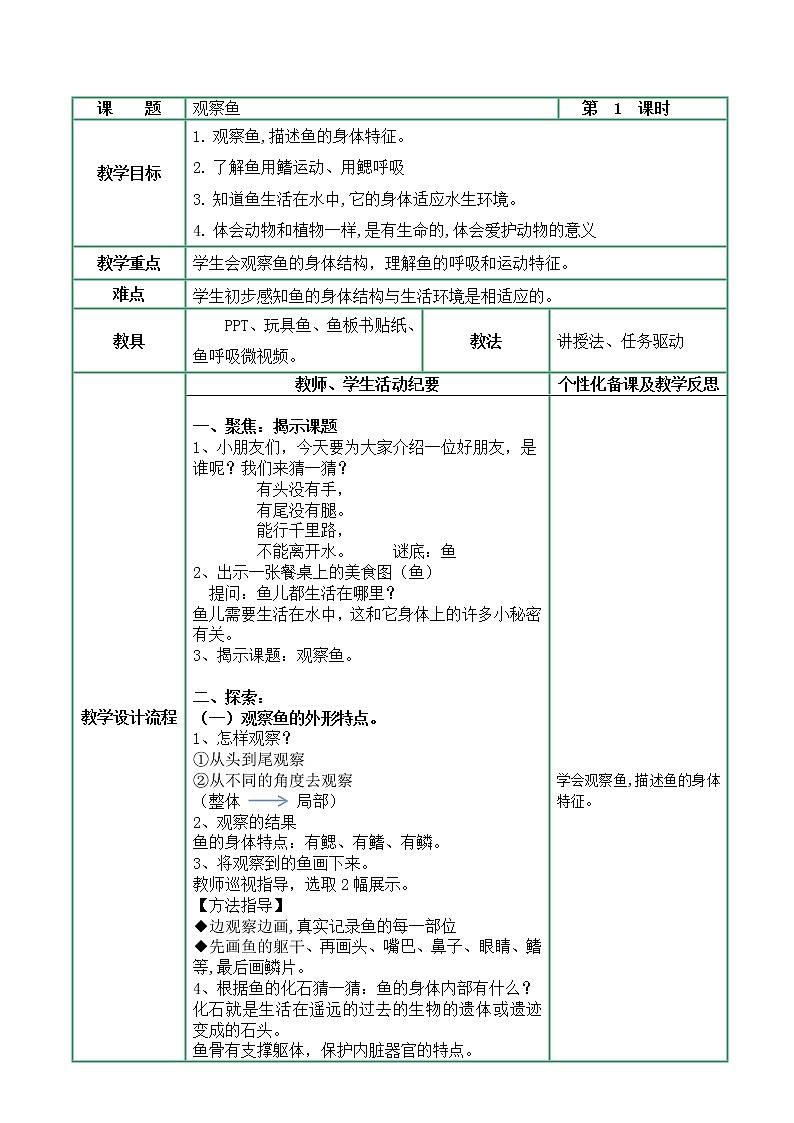 2-5《观察鱼》教案第1页