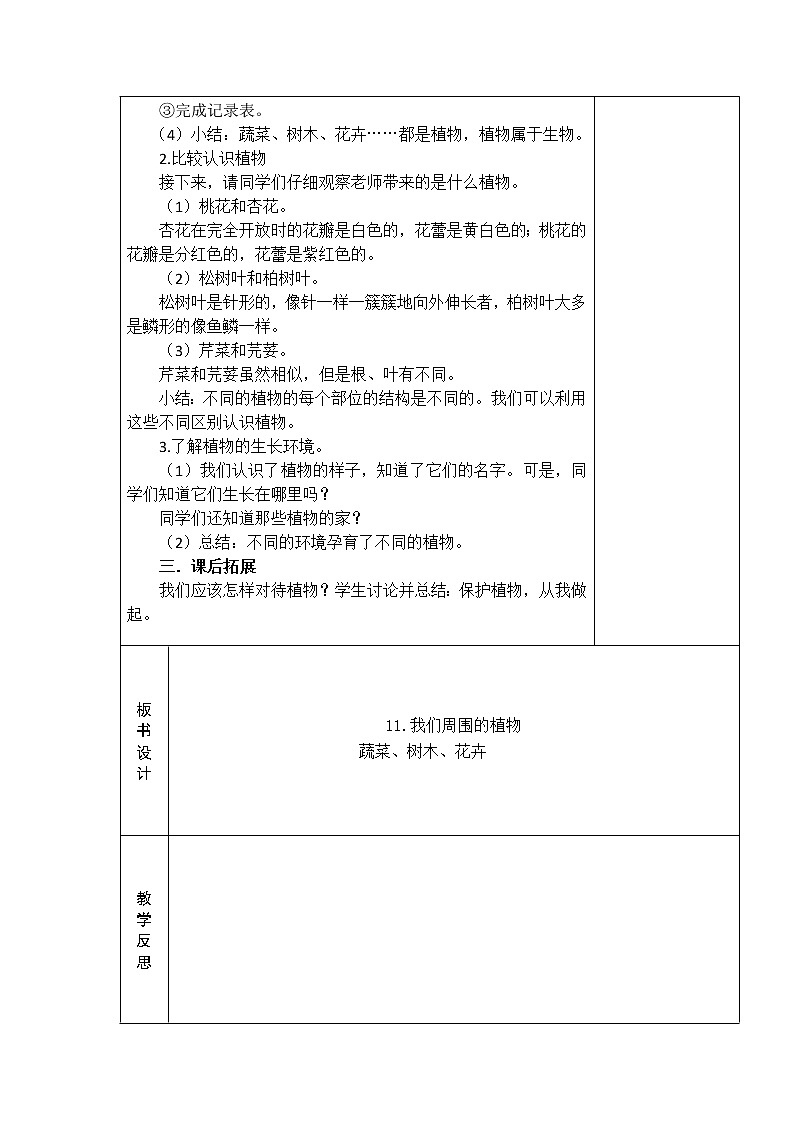 11．我们周围的植物 教学设计第2页