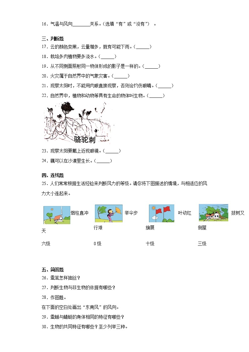 人教鄂教版四年级下册科学期末测试4（含答案）第2页