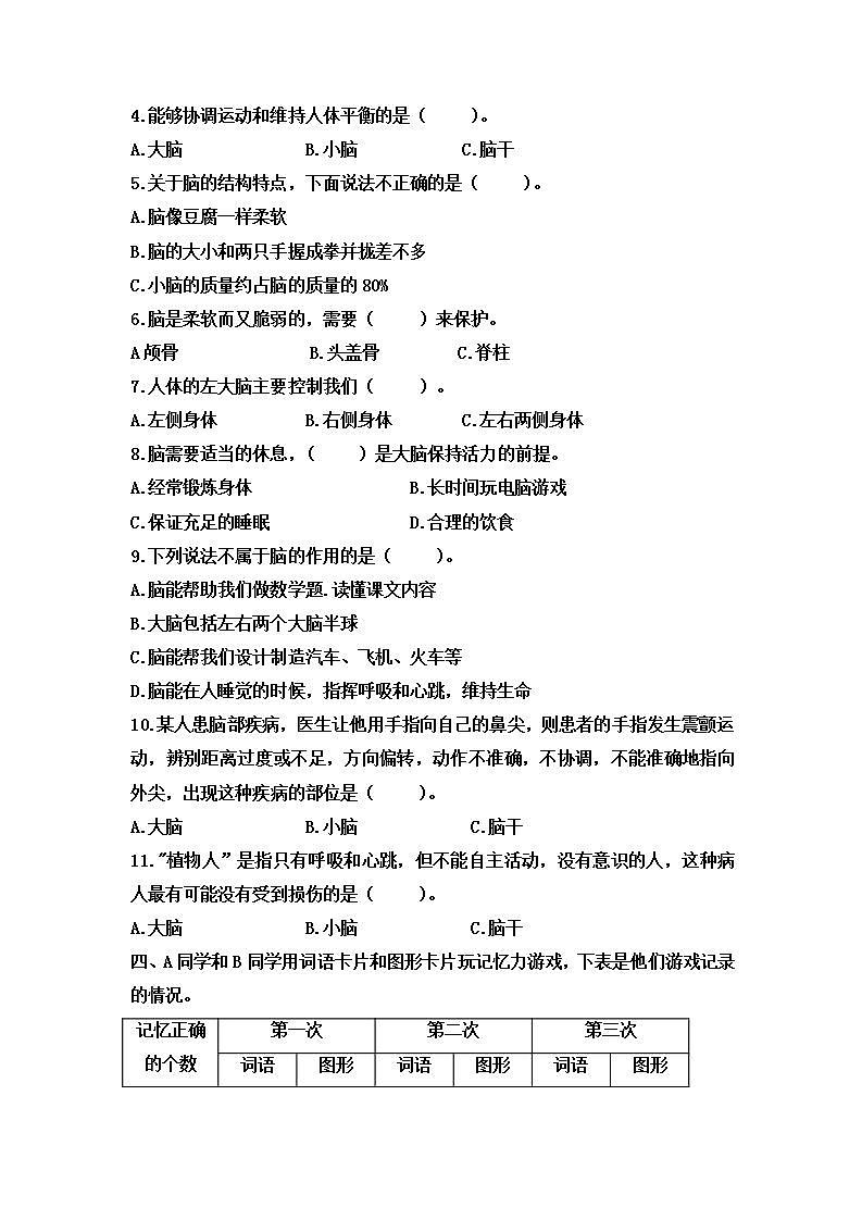 小学五年级科学上册 第四单元 第4课《身体的“总指挥”》课件+练习 （教科版2017）02