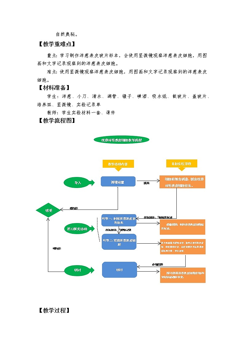 教科版（2017秋）科学六年级上册1.4.观察洋葱表皮细胞 教学设计03