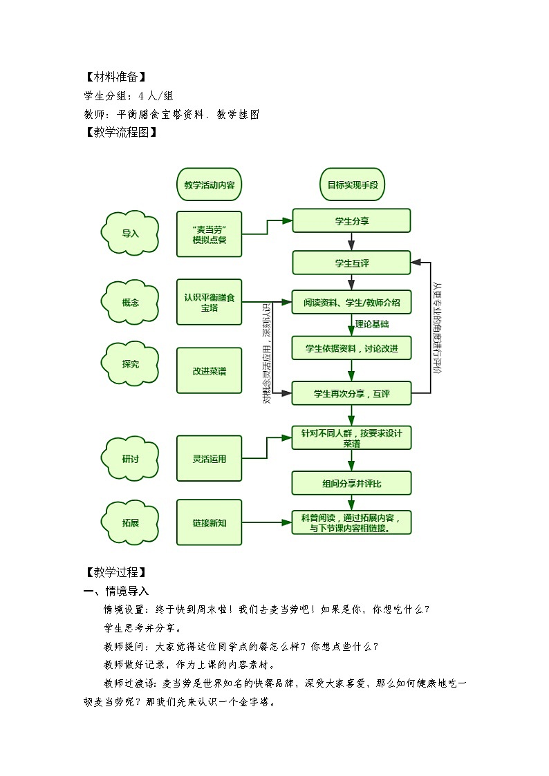 科学四年级上册2.6 营养要均衡 教学设计 教科版201702