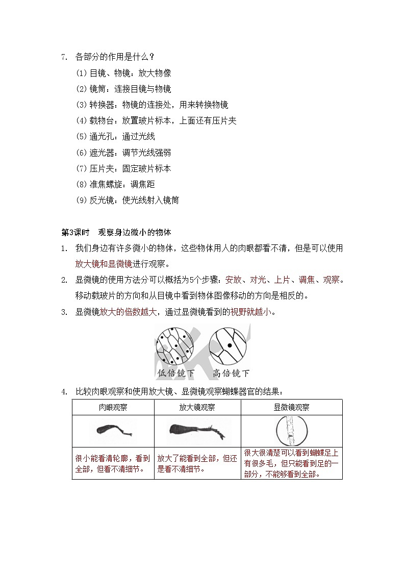 新教科版六年级上册科学-知识清单02