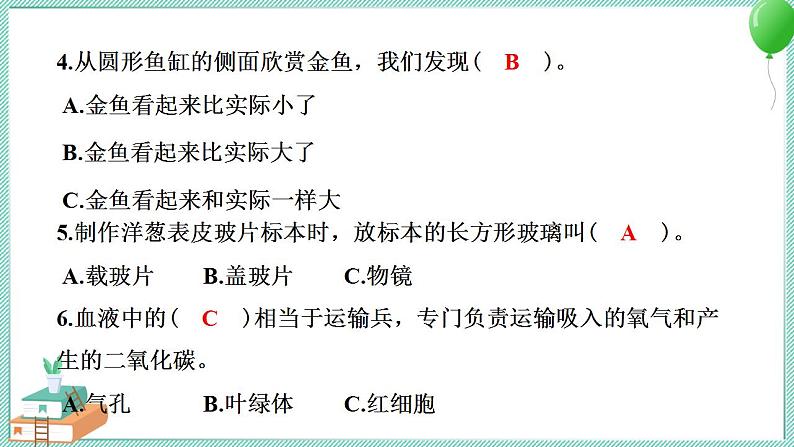 教科版科学六年级上册 第一单元微小世界学习达标测试 PPT讲解 (含答案+动画)06