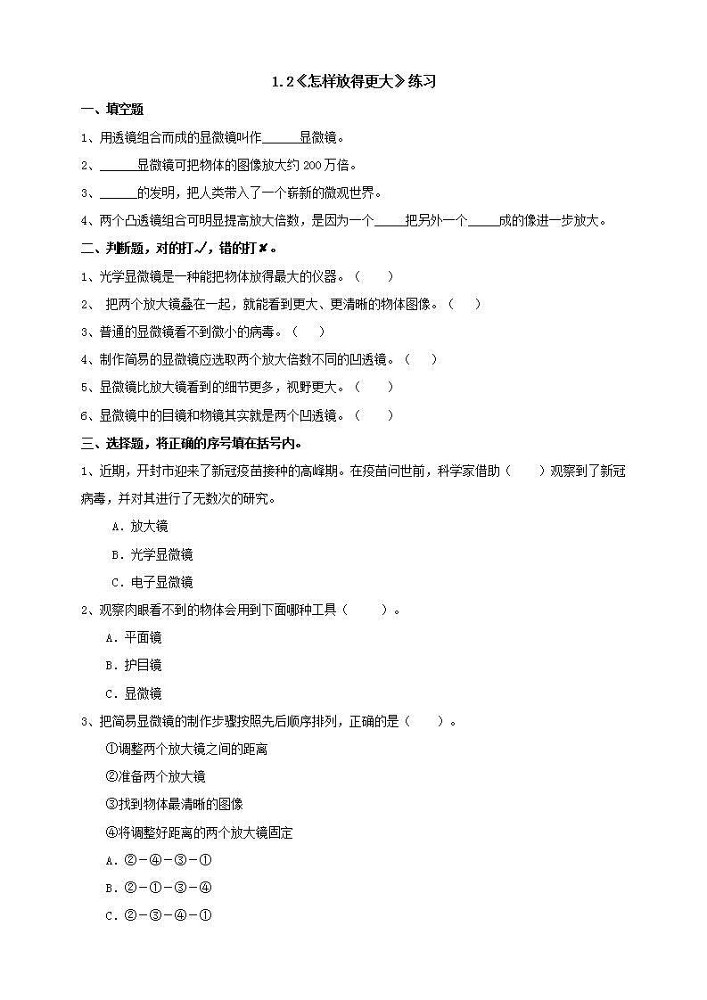 教科版六上科学  1.2《怎样放得更大》课件+教案+练习+素材01