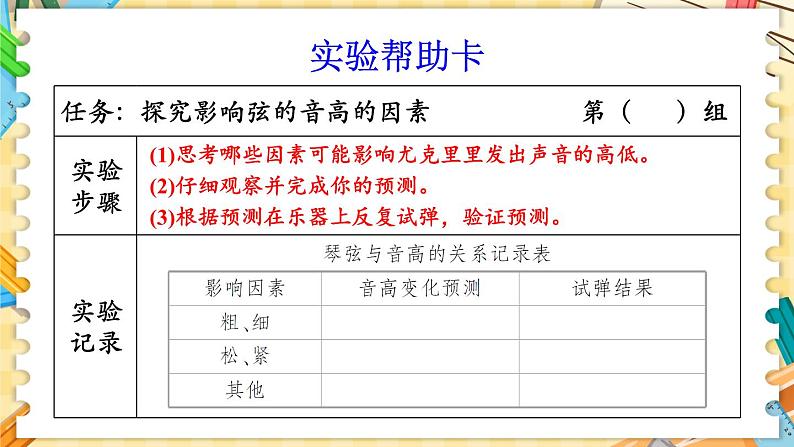 四年级上册科学-1.7 让弦发出高低不同的声音  课件+素材 教科版07