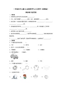 苏教版 (2017)一年级上册10.自然世界与人工世界课后练习题