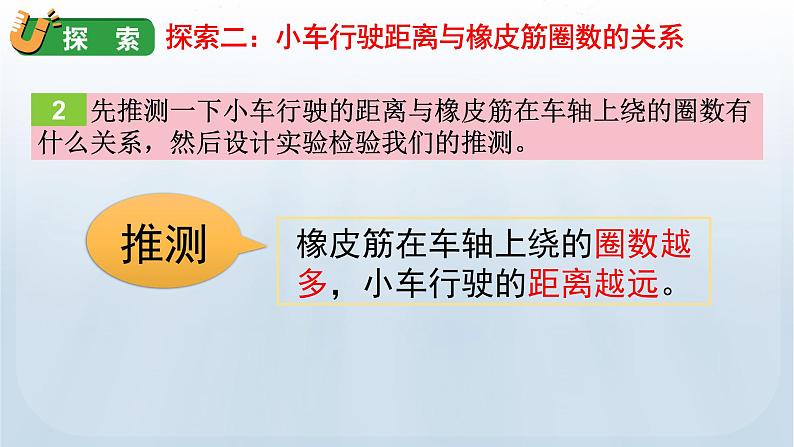教科版四年级科学上册课件 第三单元 运动和力 3 用橡皮筋驱动小车06