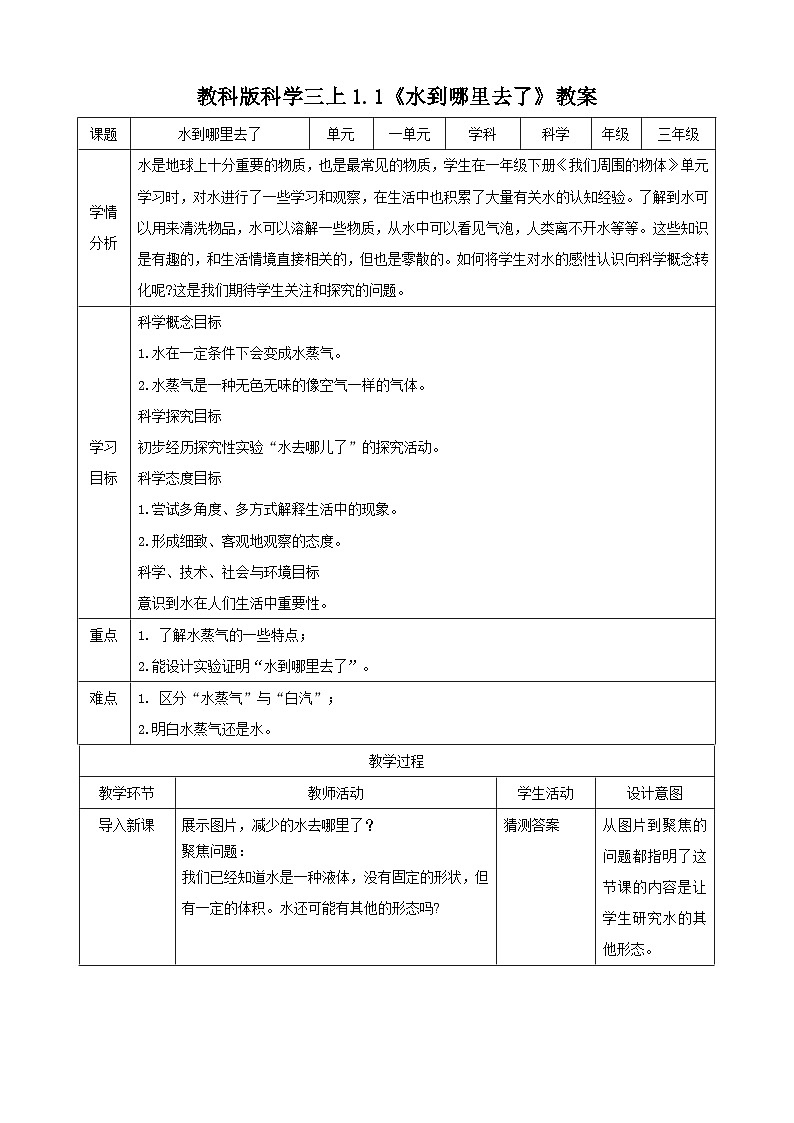 1.1《水到哪里去了》课件+教案+练习+视频01
