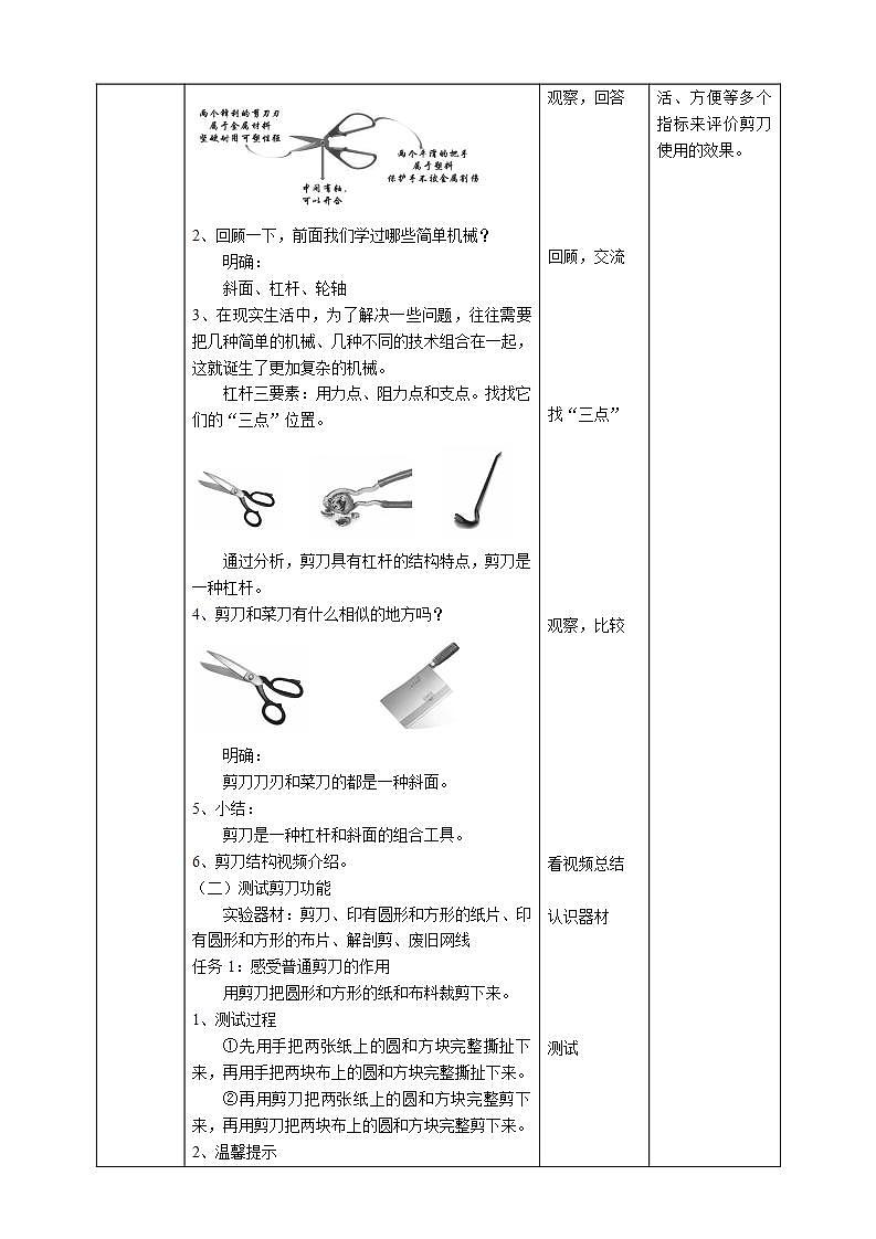 教科版六上科学 3.5《灵活巧妙的剪刀》课件+教案+练习+素材02