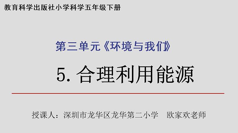 小学科学 五年级下 合理利用能源 课件第1页