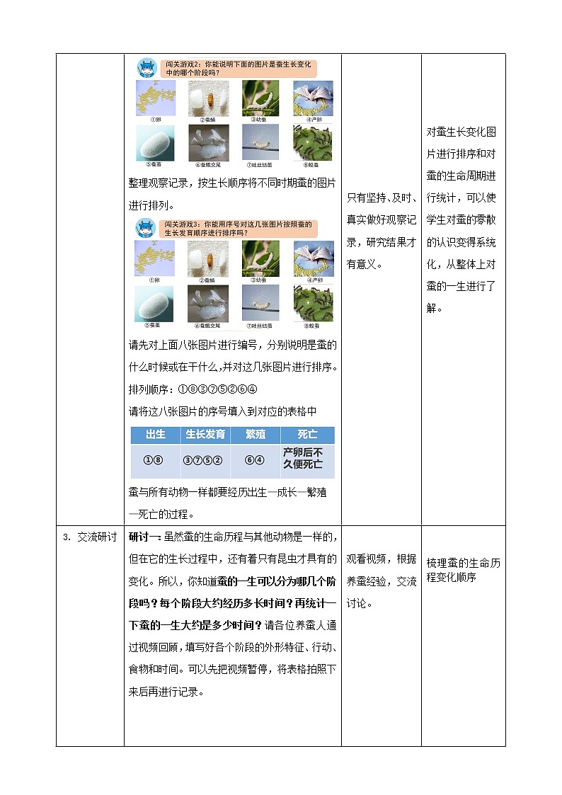 小学 三年级 科学《蚕的一生》教学设计第3页