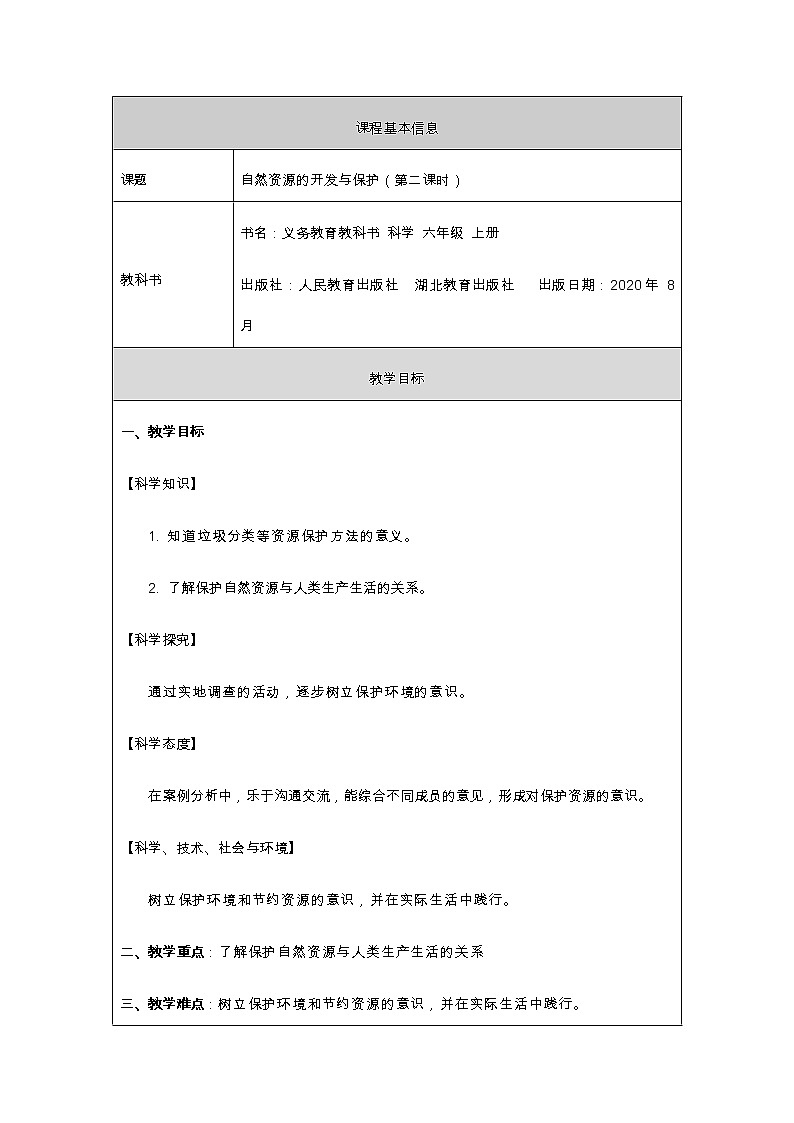 新人教鄂教版科学六上：4.15 自然资源的开发与保护（第2课时）PPT课件+教案+练习+任务单01