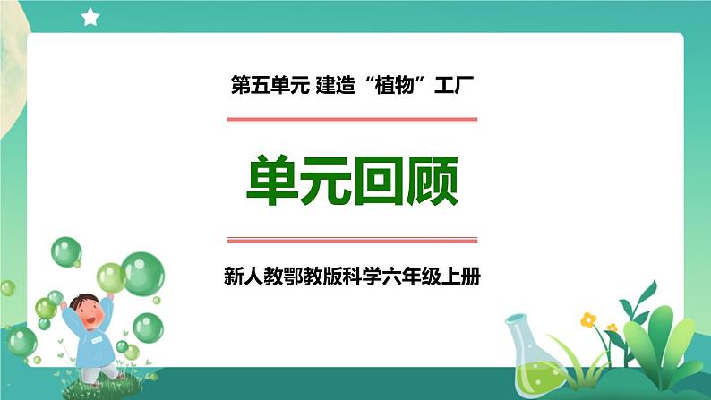 新人教鄂教版科学六上：第五单元 建造“植物工厂” 回顾与评价PPT课件+视频第1页