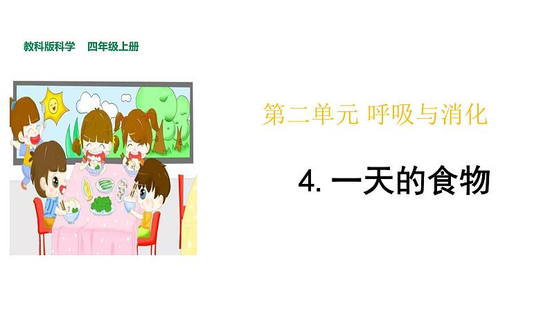 教科版(2017秋）四年级科学上册2.4.一天的食物(课件21张+素材） (2)第1页