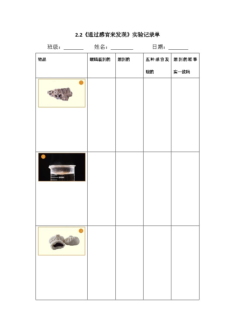 2.2《通过感官来发现》课件+教案+实验记录单+视频01
